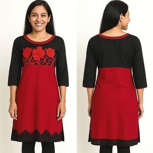 Women's Tunic Size 40(S) Deep Red and Black NWOT